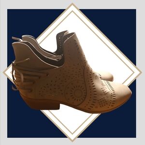 Grey ankle tie boots